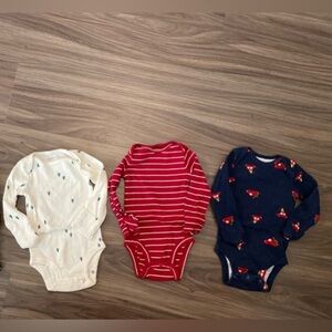 Carter's Baby Bundle of 3 long sleeve Christmas Holiday Bodysuits size 3M